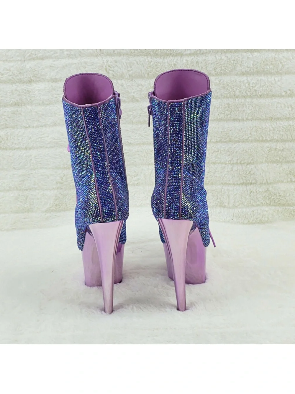 NWT Purple Sequin Platform Lace-Up Ankle Boots 7